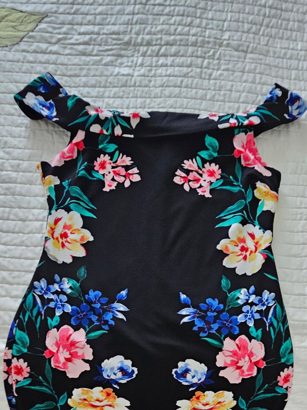 Black Multicolor Floral Off-the-Shoulder Sheath Dress